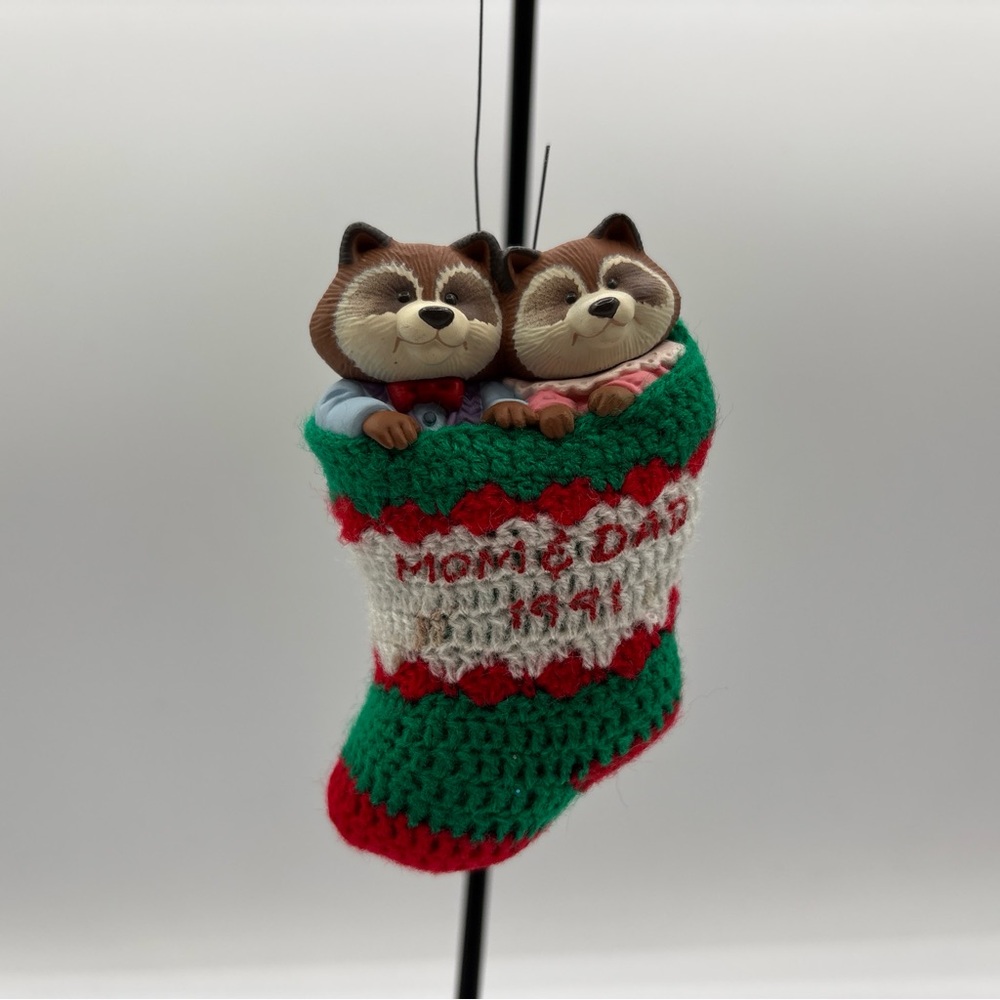 Hallmark Keepsake Ornament Dated 1991 Mom And Dad Handcrafted Vintage